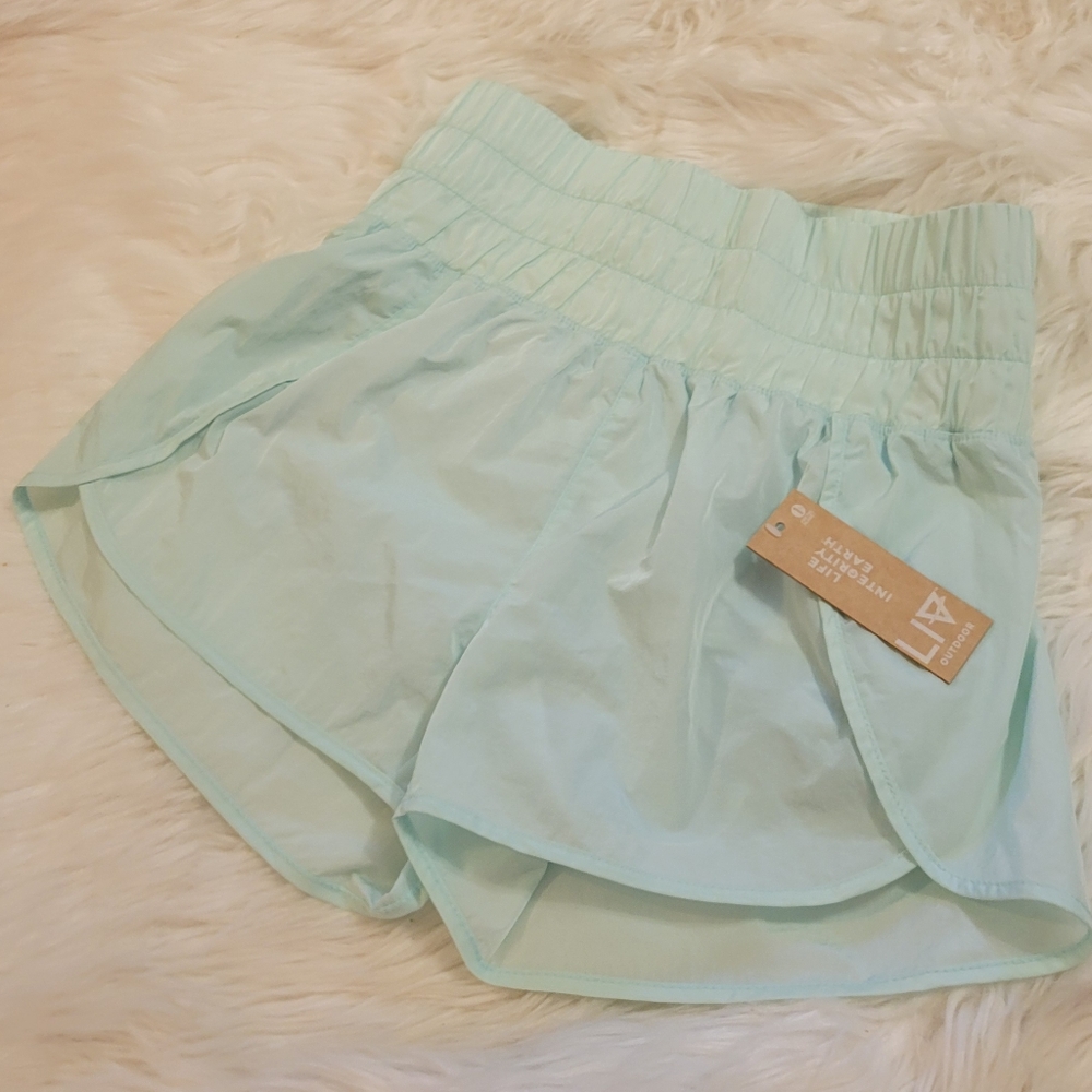 Life Integrity Earth (LIV) high waisted shorts - blue opal